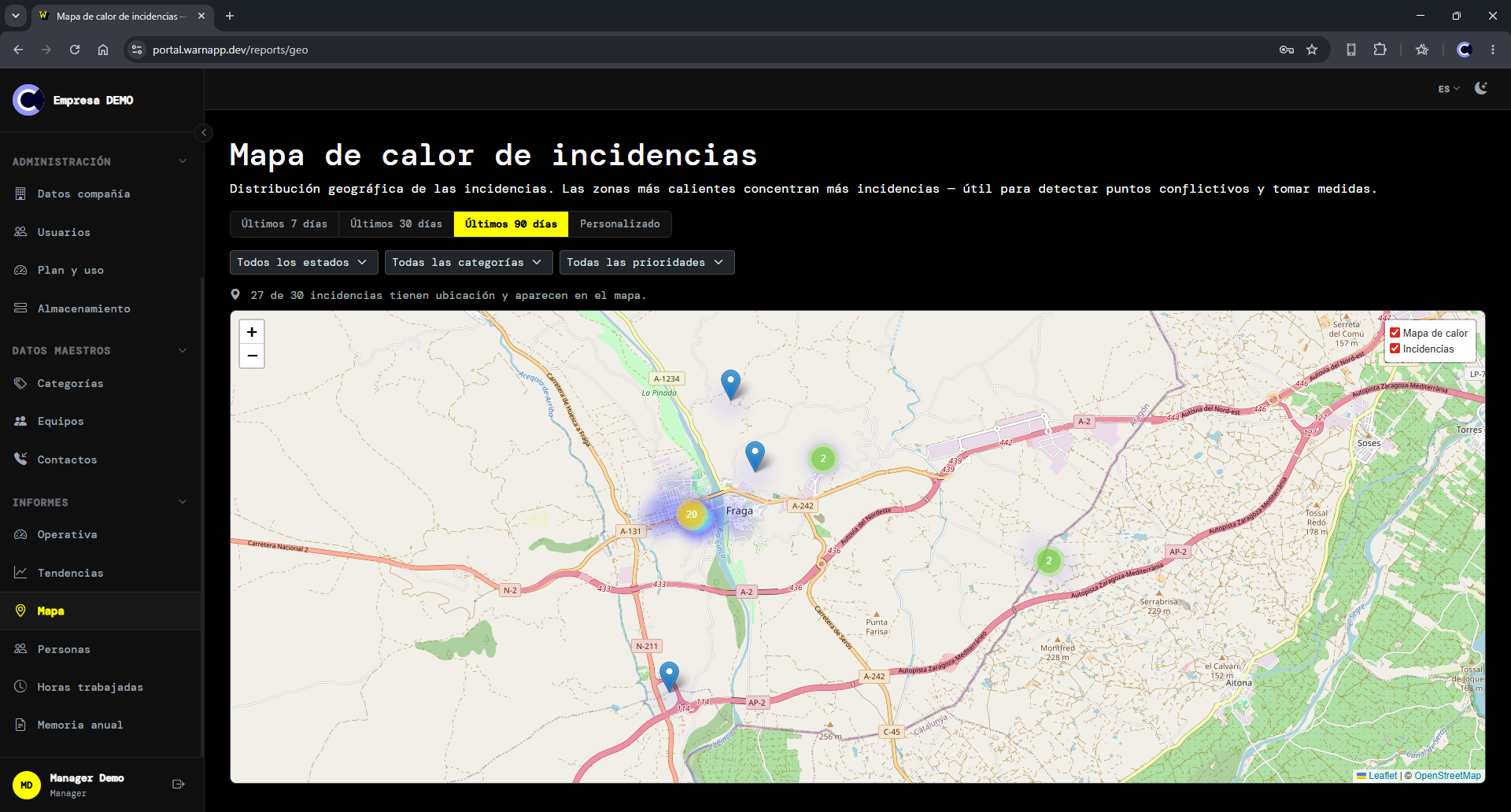 Informe: mapa de calor d'incidències